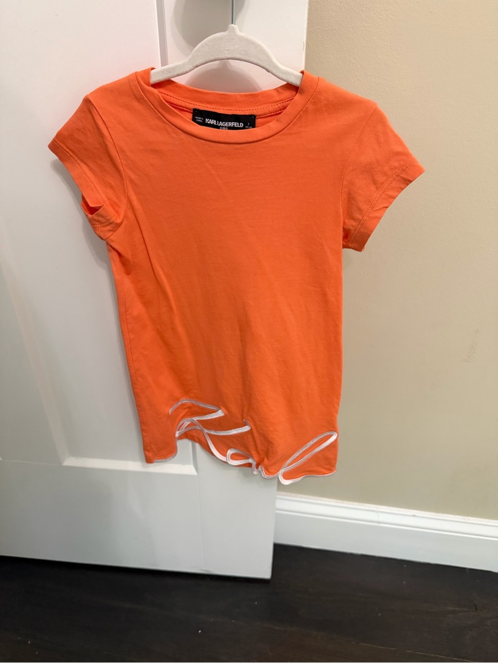 Karl Lagerfeld Orange Kids Short Sleeve Tee with White Trim